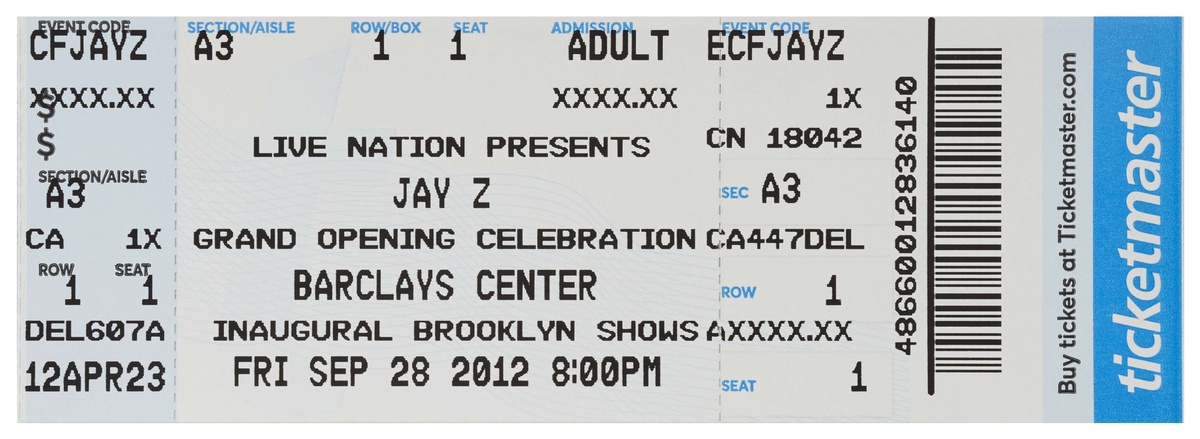 BARCLAYS CENTER OPENING TICKET The Book of HOV